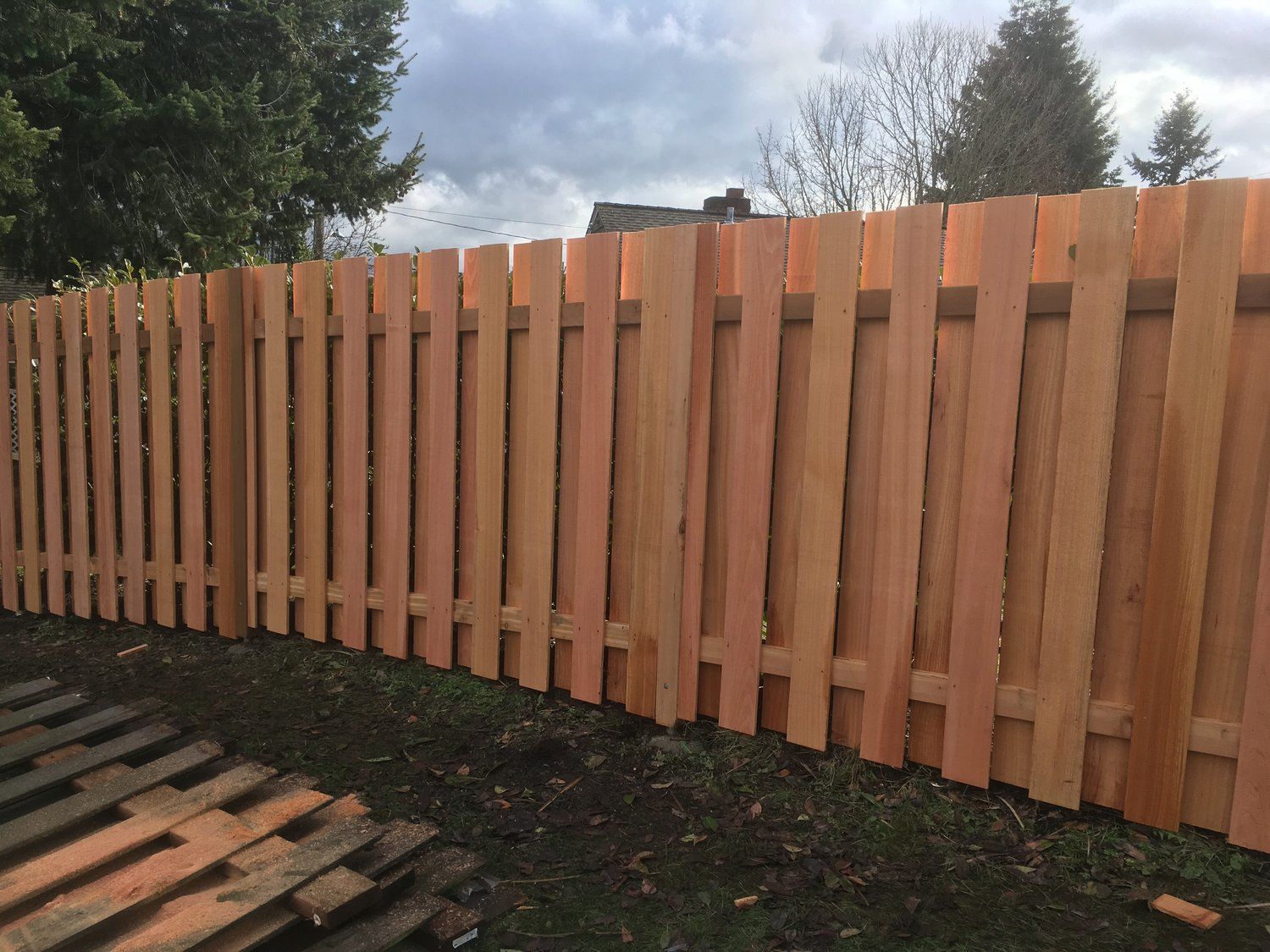 Cedar wood shadow box estate style fence