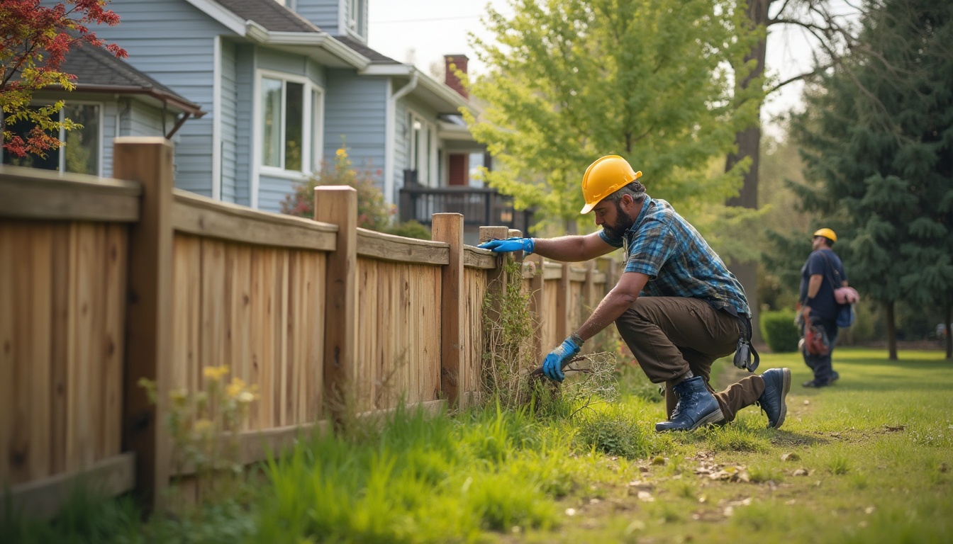 Men working on a short fence