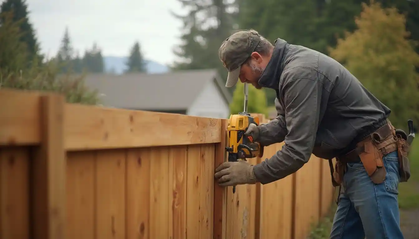 Man working on a Fence Installation